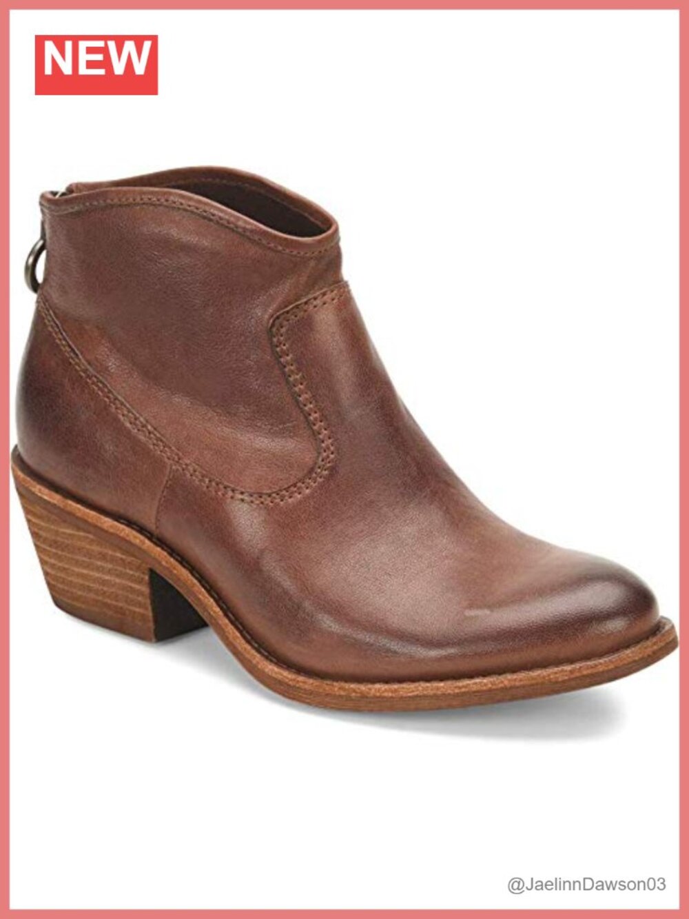 Italian Leather Western Ankle Booties Block Heel Almond Toe Boots